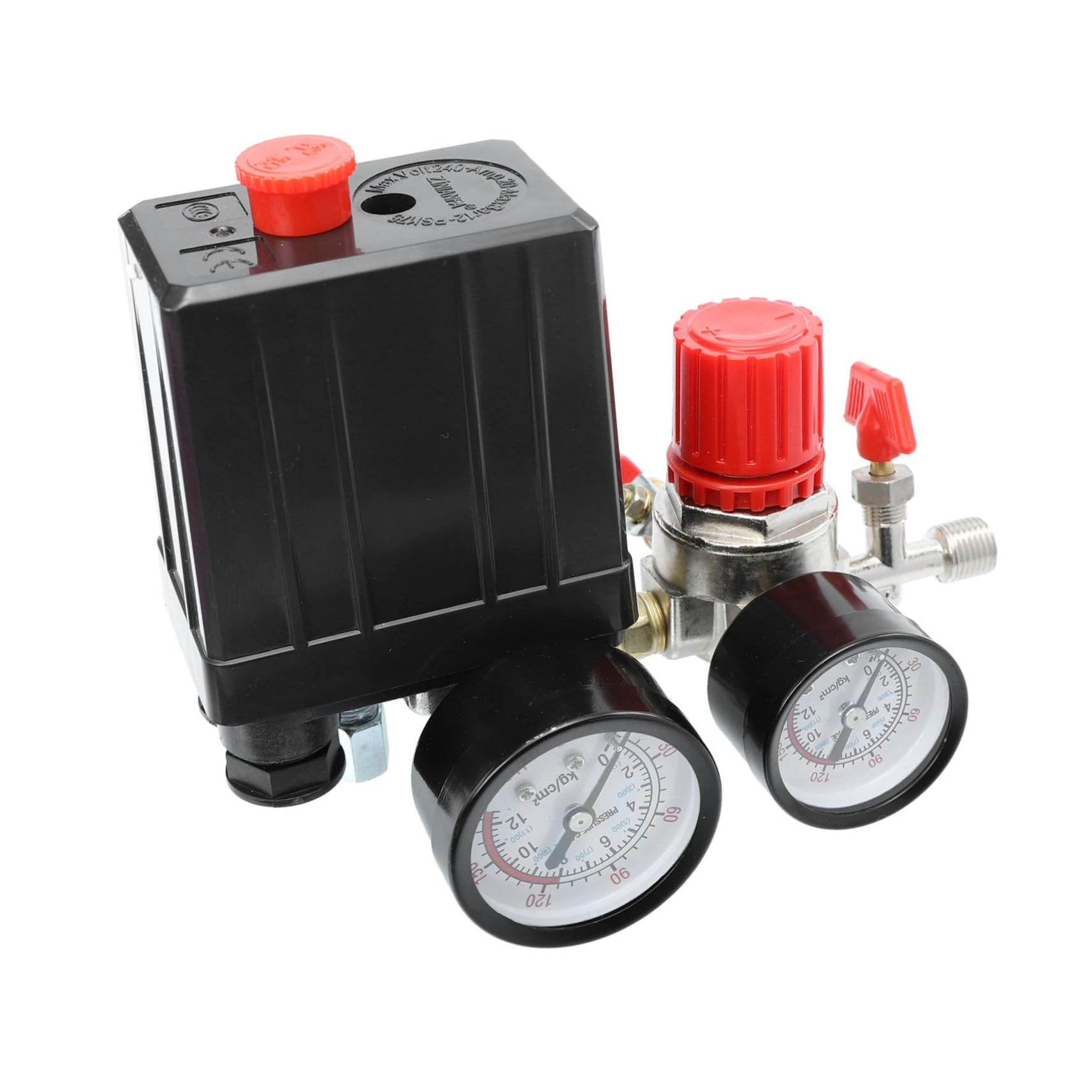 jojofuny Regolatore di Pressione per Compressore D’aria a 4 Fori Manometro, 220/380v, 20a, Valvola di Controllo per Uso Stabile
