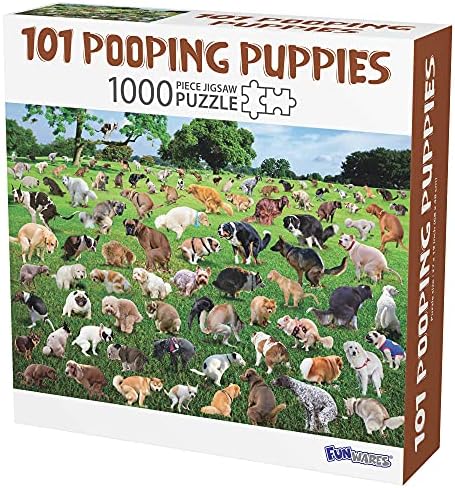 The Original 1000 Piece Puzzle, 101 Pooping Puppies, Dogs Pooping Puzzle, Perfect White Elephant Gag Gift, Funny Puzzle