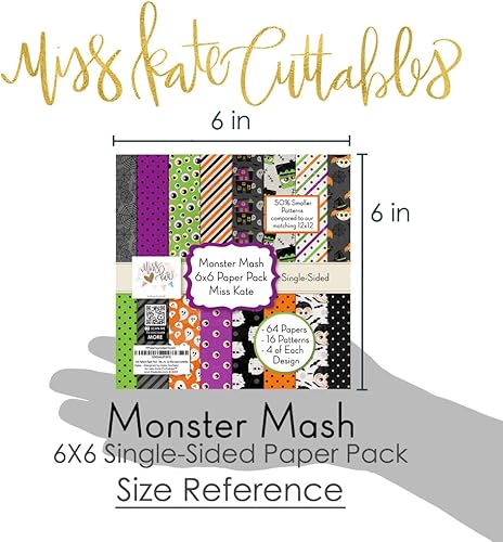Miniatura 2 de Paquete de papel con patrón de 6 x 6 pulgadas, Monster Mash, para 7 álbumes de recortes, papel especial de primera cara, colección de 6 x 6