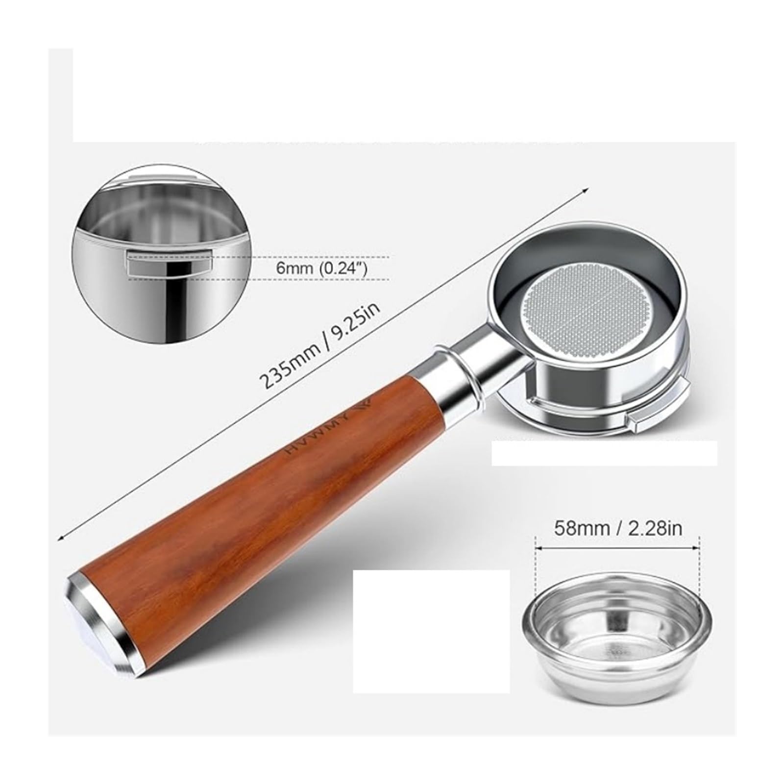 Mango For Cafetera, Compatible Con Breville, BES980XL BES990BSS BES920X, Portafiltro Sin Fondo De 58mm(Red wooden handle)