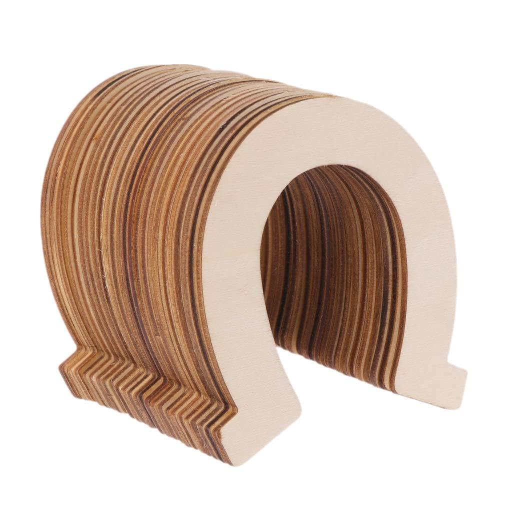 NEWFT 24pcs Wooden Cutting Unpainted Horseshoe Unfinished Chip For Scrapbook