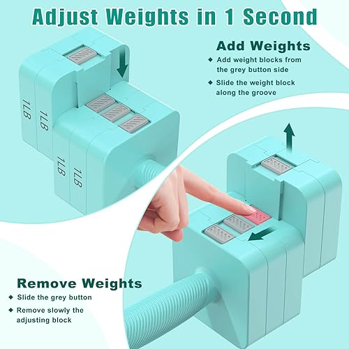 Miniatura 3 de Juego de 2 mancuernas ajustables 5 en 1 para mujereshombres, 3 libras, 5 libras, 7 libras, 9 libras, 11 libras, juego de mancuernas para
