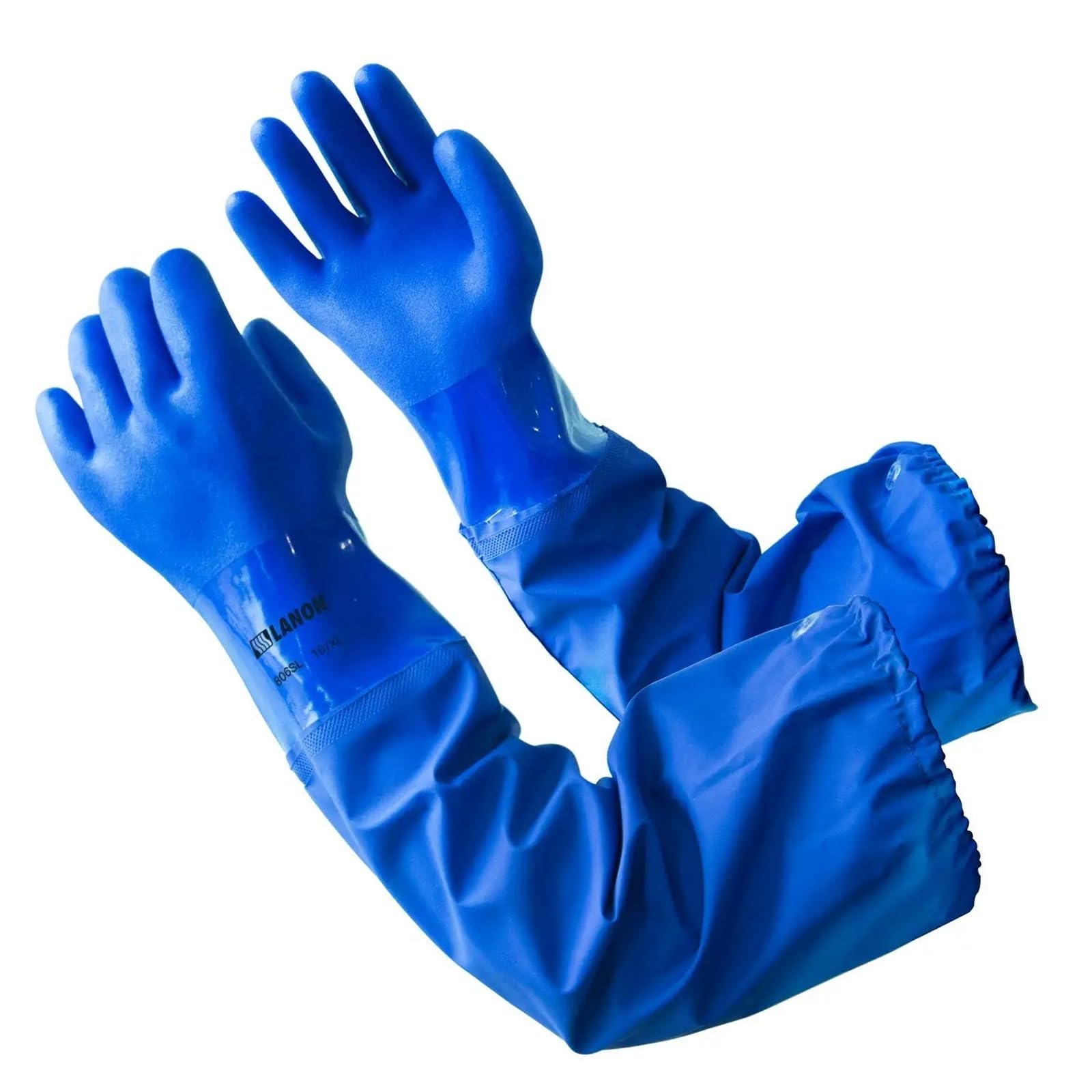 Compatibile con guanti resistenti agli alcali acidi in PVC da 65 cm | Guanti chimici riutilizzabili foderati in cotone impermeabile ispessito