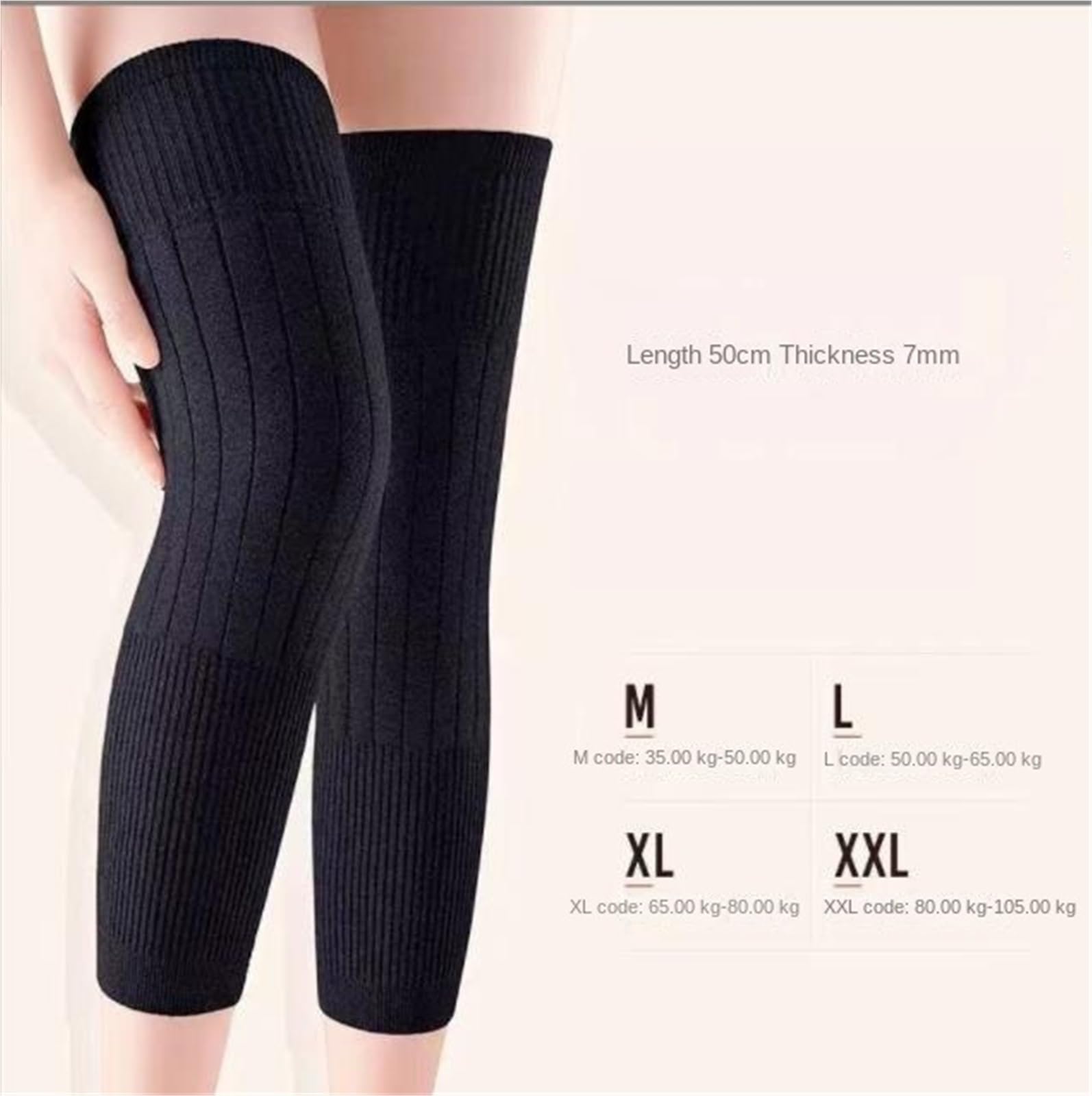 Ginocchiere Scaldamuscoli In Maglia A Coste Ginocchiere Lunghe E Calde Adatte Sia For Gli Sport Da Uomo Che Da Donna Ginocchiera Sportiva(Black,M)
