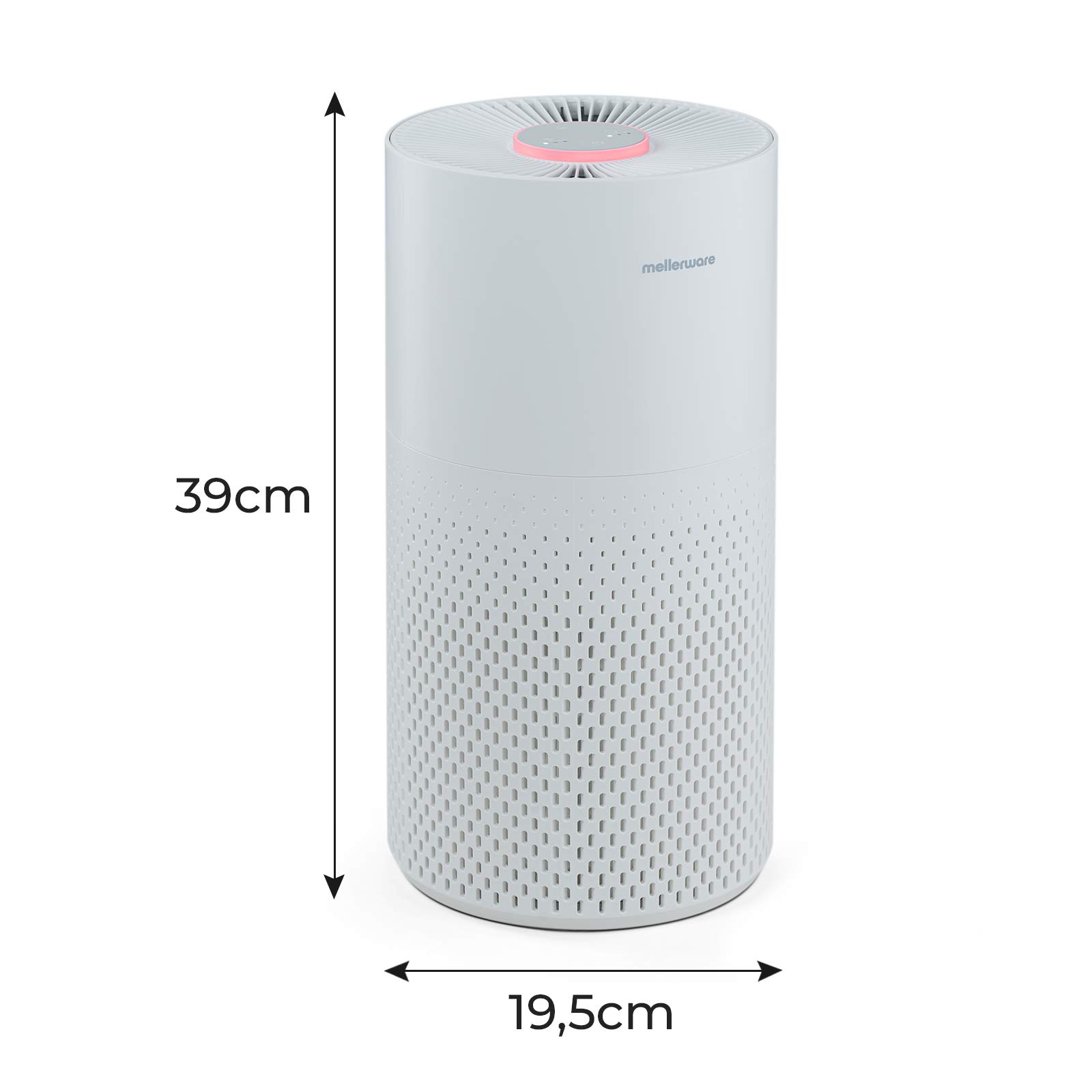Mellerware - Purificatore d'aria Freshly! Small | 3 Filtri: HEPA 13, Carbone attivo | Indicatore qualità aria | Depuratore elimina Peli Polvere Pollini Muffe Fumo | Casa Ufficio 16m2 | Sensore PM 2.5
