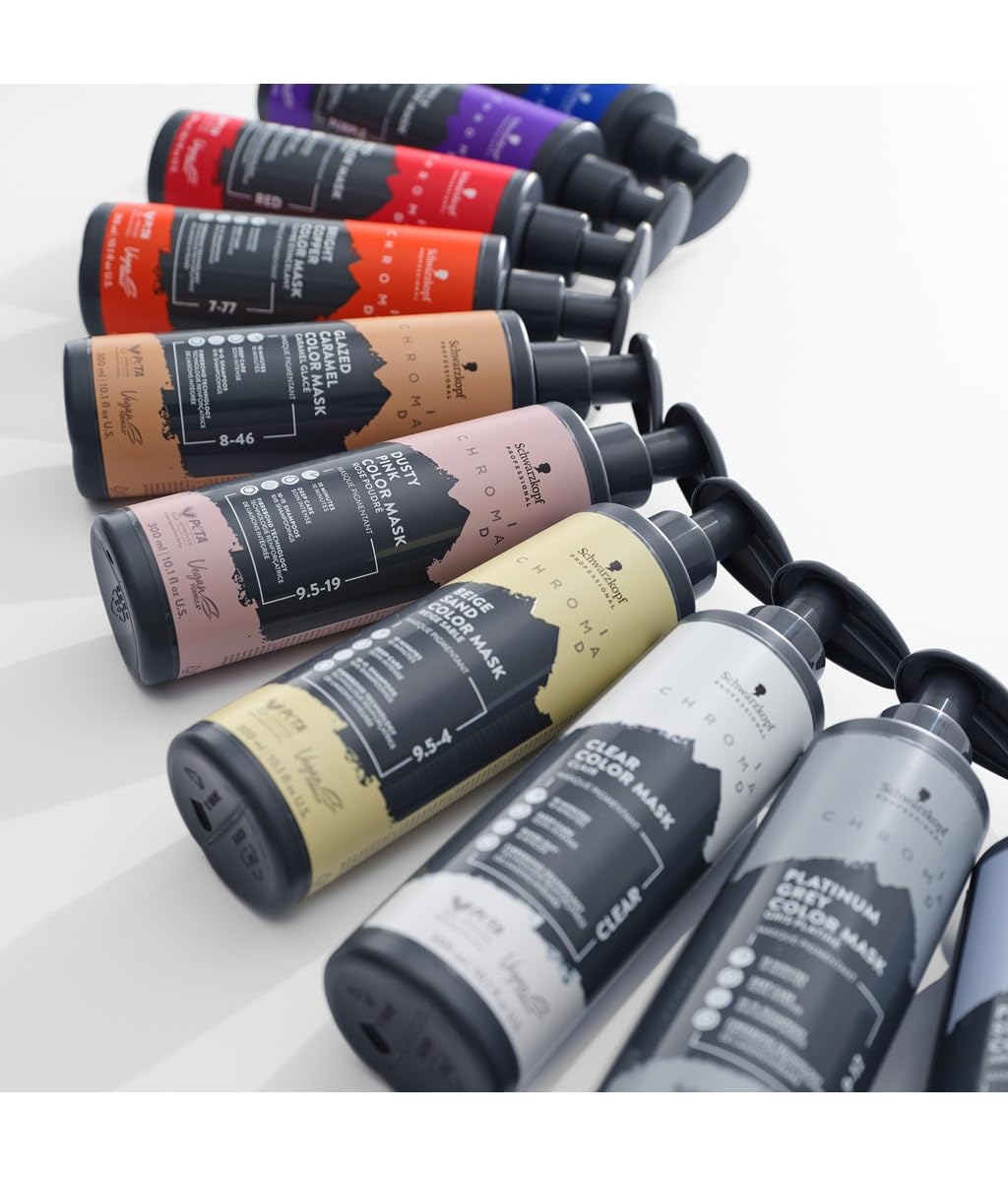 Schwarzkopf Professional CHROMA ID Bonding Color Mask Semi Permanent Mix And Tone Color System Toning Enhancing Refreshing Intense Care Deep Conditioning Shine Vegan Formula 8-46 Glazed Caramel 300 ml