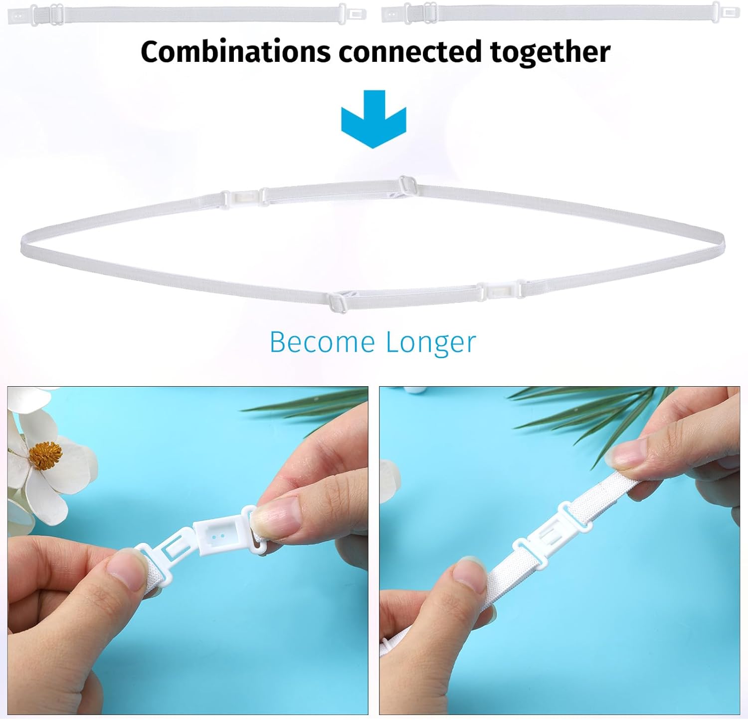 6PCS Crop Tuck Band Adjustable Shirt Tuck Band Women Stretchy Invisible Crop Top Bands Waist Belt for Sweaters Tucking Shirts (Black White) - Image 2