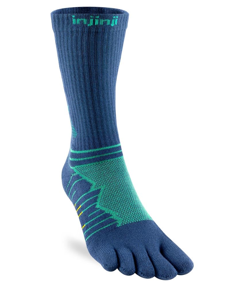 Injinji Performance Socks Ultra Run Crew Running Socks Blue, poseidon, L
