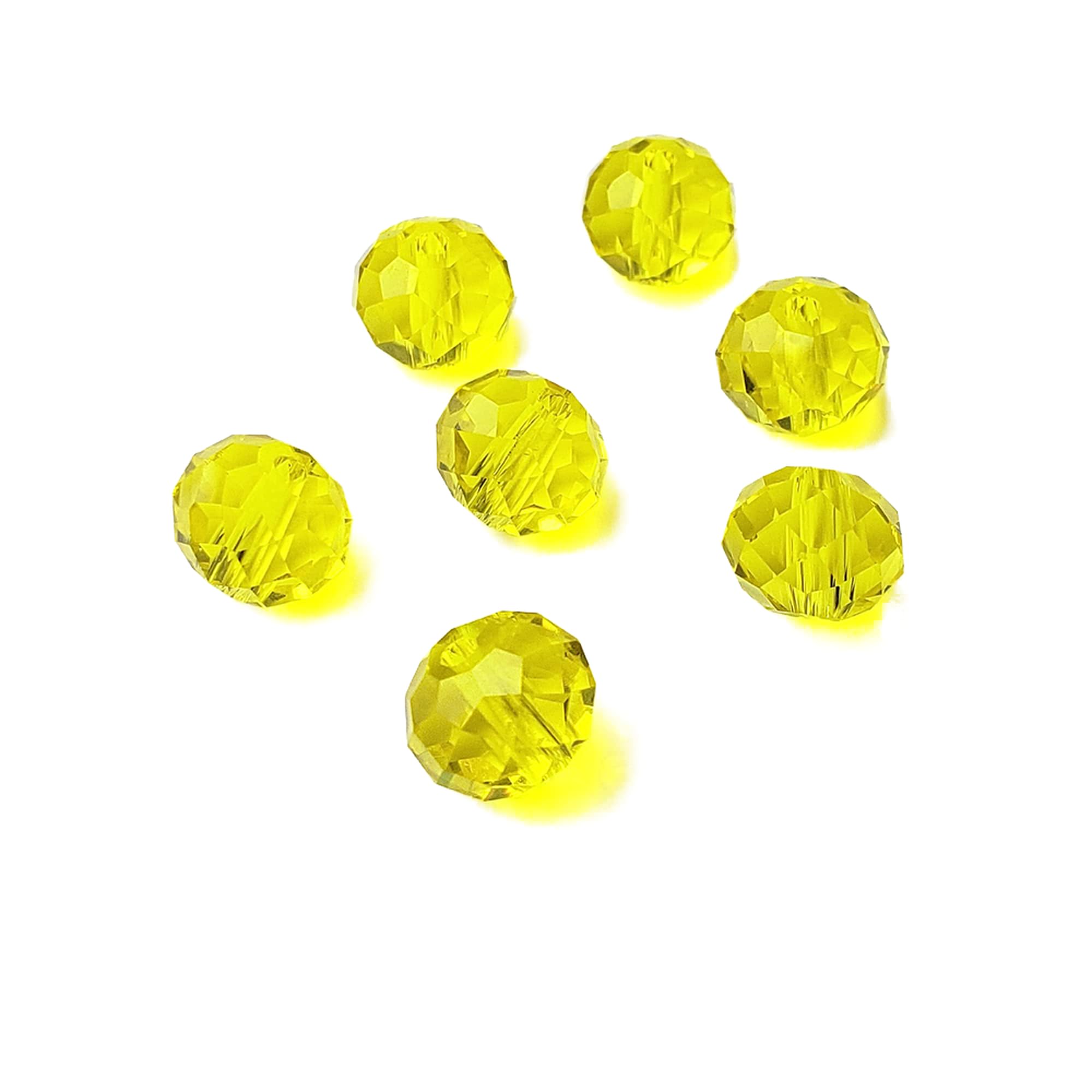 8mm Rondelle Yellow Glass Beads for Jewelry Making, 300pcs Faceted Briolette Crytal Spacer Beads for Bracelet Necklace Earring