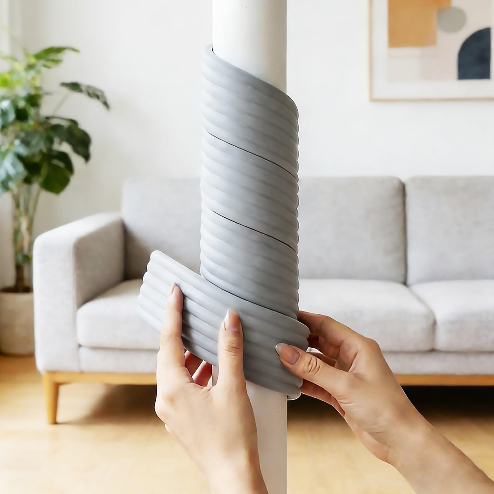 8CM X 2M Rohrisolierung Außenbereich, Hohe Dichte Heizungsrohr Mit Selbstkleber Lärmreduzierung, Reduziert Wärmeverlust Und Geräusche, Zur Dekoration Von Rohren(Grey,2pcs)