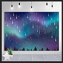 Decor365 Fabric Aurora Borealis Backdrop Shooting Star Party Decoration Celestial Theme Universe Galaxy Birhtday Party Decor Wedding Baby Shower Anniversary Photo Backgound