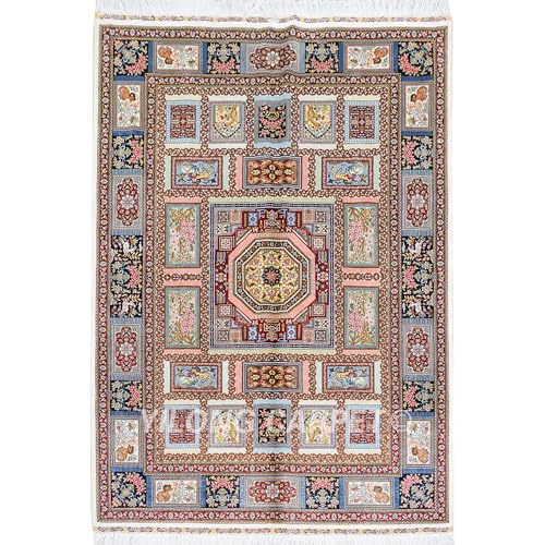 Yilong Carpet 4.5x6.5ft Handmade Silk Area Rug Four Seasons Carpet