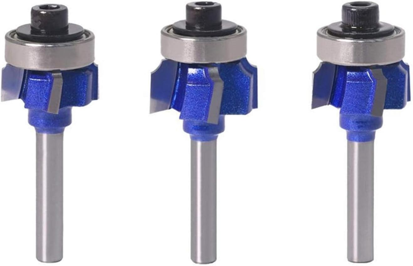 Xianglaa-Router bit, Wood Milling Cutter R1mm R2mm R3mm Trimming Knife Edge Trimmer 4 Teeth Wood Router Bit 6mm Shank 1PC, (Cutting Edge Length : 3PCS)