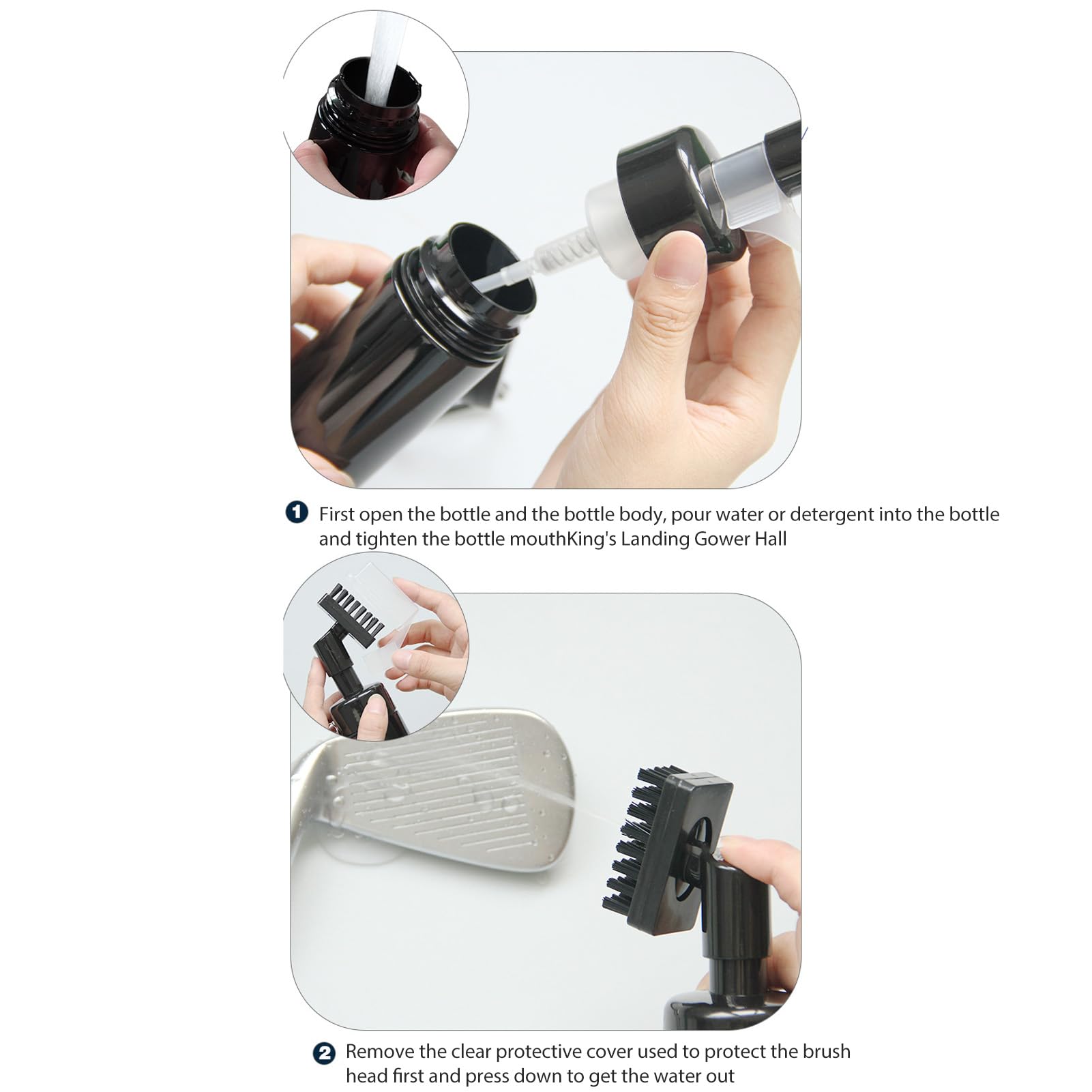 Golf Water Brush, Nylon 160 ml narzędzie do czyszczenia sprayu do butelek z wodą z golfistami klamry linowej