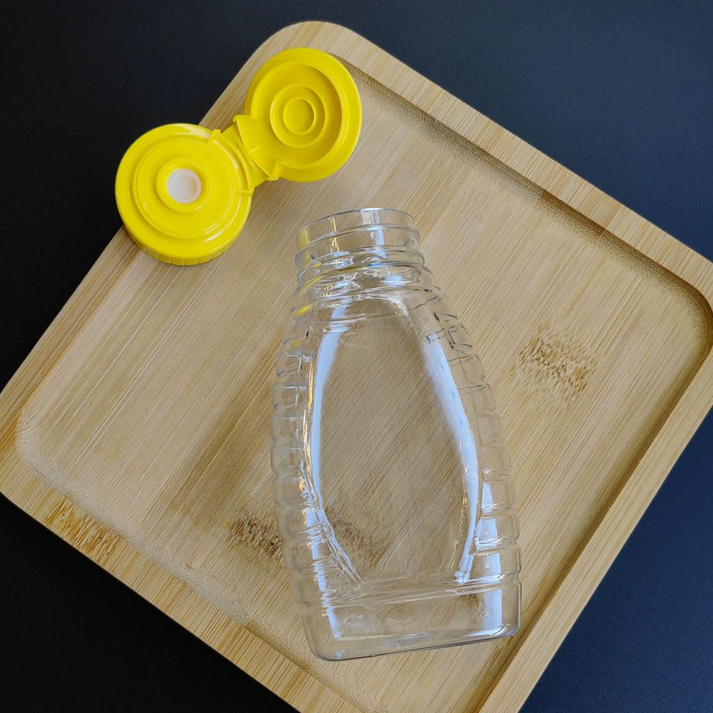 2 frascos de miel vacíos para apretar, dispensador de miel de plástico con tapas, contenedor de condimentos recargable para jarabe de arce, salsa de tomate, mostaza, aderezo para ensaladas 4