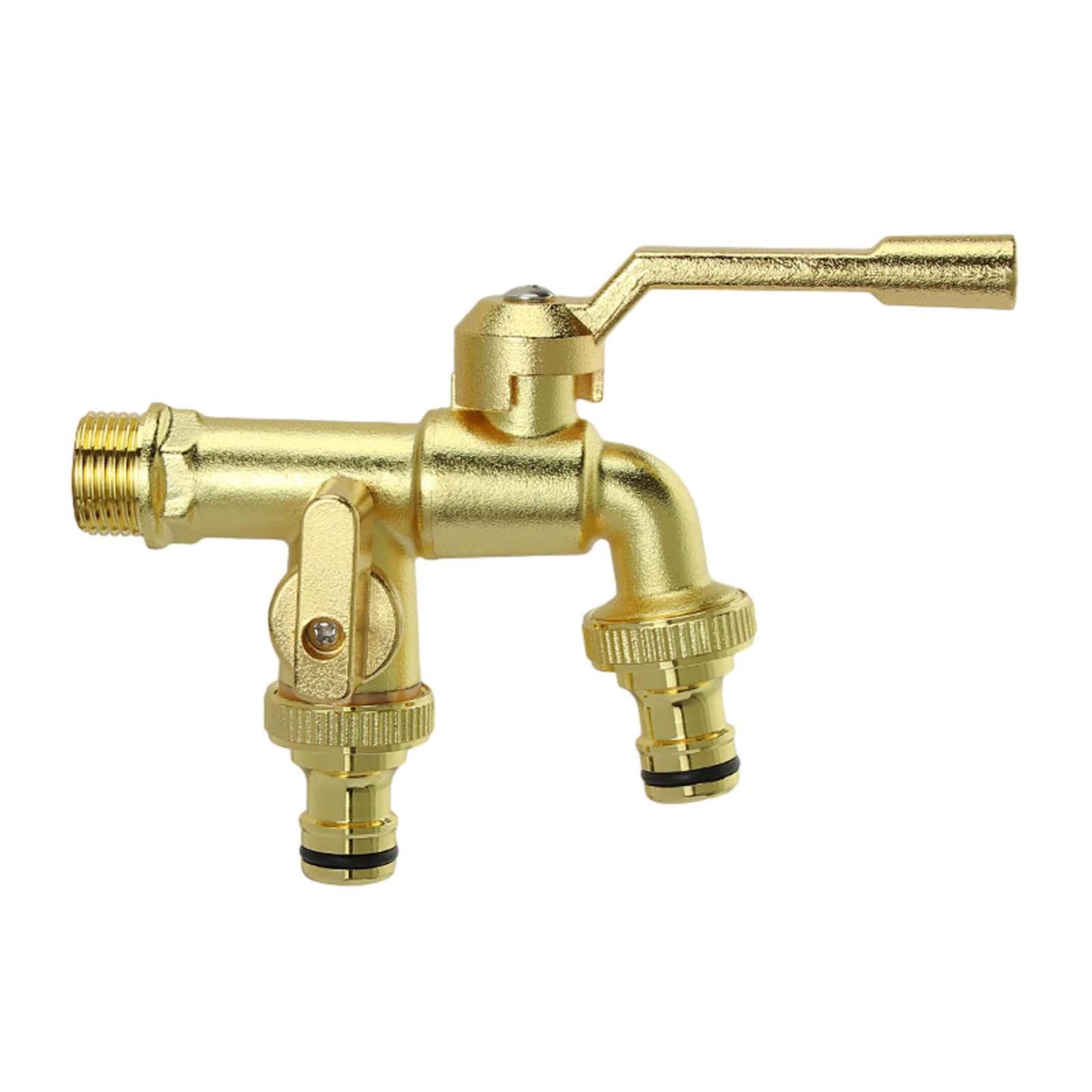 Generic Outdoor Garden Water Faucet Irrigation Hose Bibb Anti Frost Wall Mounted Water Tap for Yard Garden Laundry Room Home Cleaning, Gold 0.75in Out