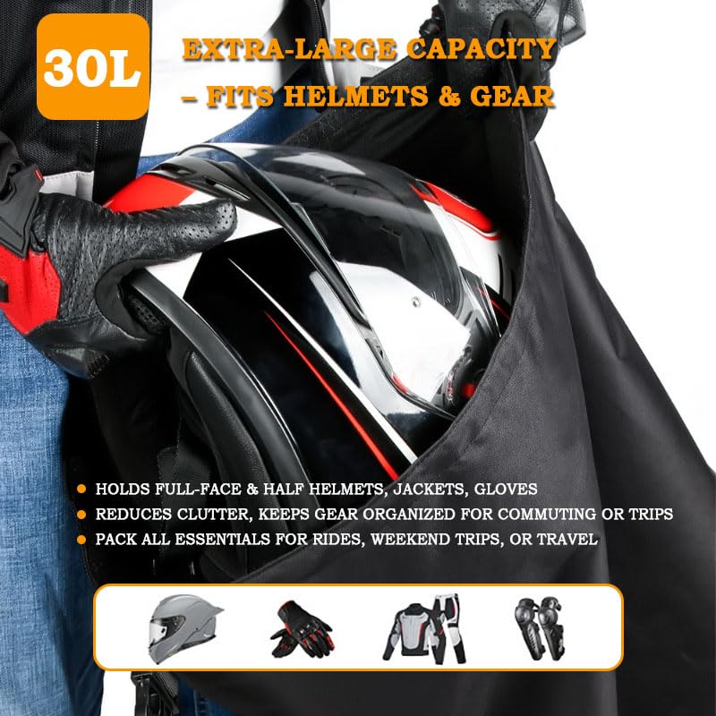bell helmet and gear bag TQGIBCX for Custom 500 2016-2026, 30L Expandable Motorcycle Helmet Storage Bag Organizer, Lockable Motorcycle Carrier for Commute Travel Pack : Automotive Color:Matte Black/Red Rims A is for Always short-gloves Plush fleece lined helmet