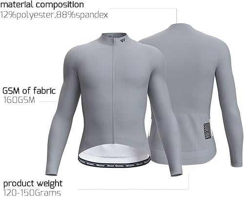 Miniatura 4 de Camisetas de ciclismo de manga larga para hombre, con cremallera completa y bolsillos, ropa de bicicleta de carretera