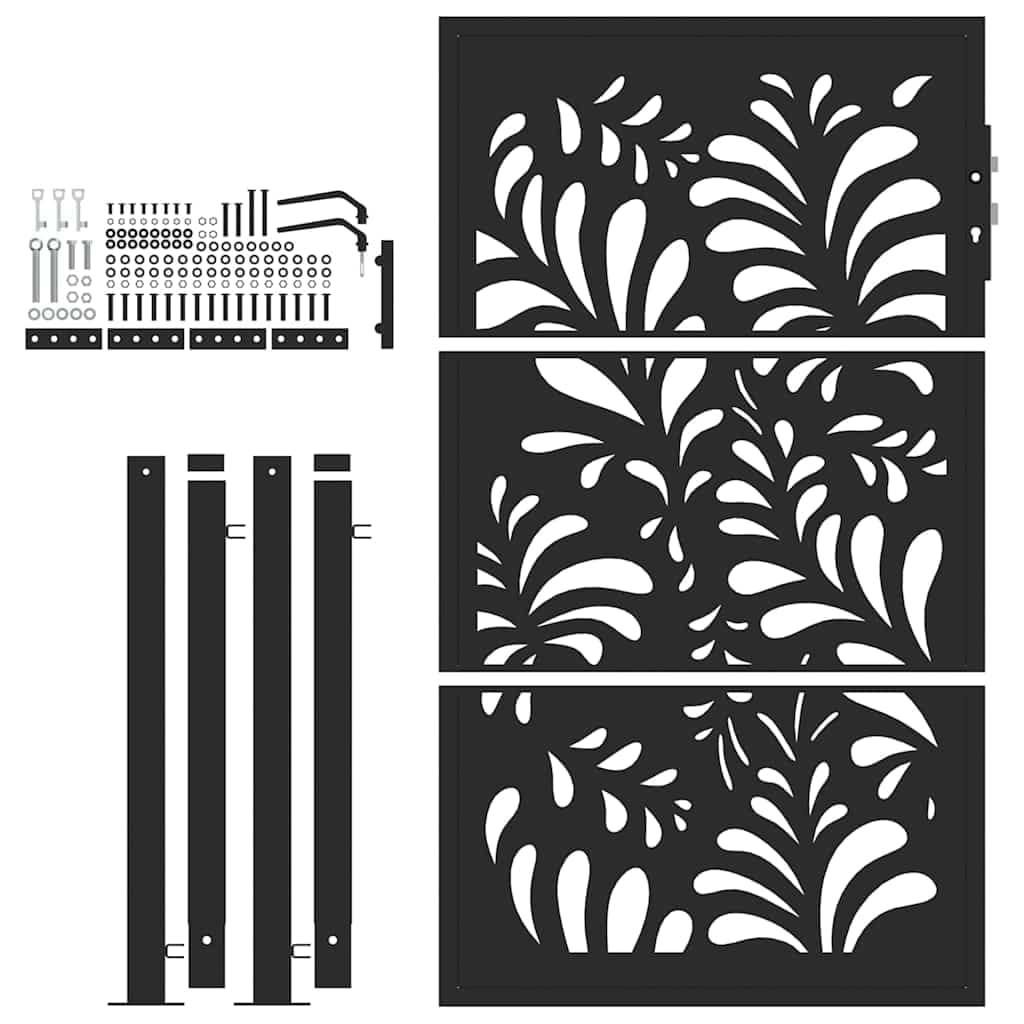 Metalowa brama ogrodowa, 100 x 150 cm, z zamkiem i kluczami, malowana proszkowo stalowa brama wejściowa, falista konstrukcja, do ogrodu i działki