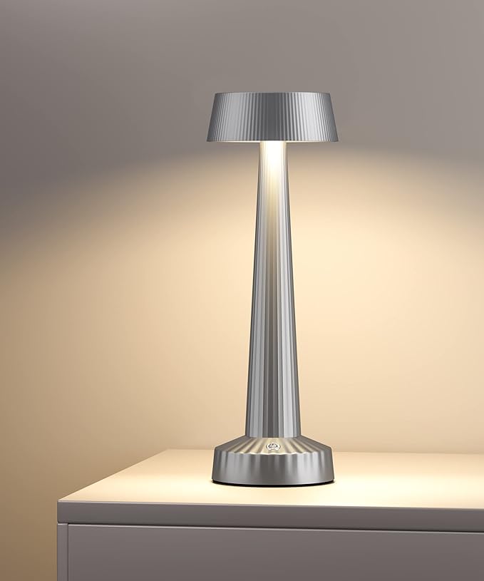 JALVDE Patio Table Lamp, Outdoor Battery Operated Rechargeable 5000mAh Metal Shell Cordless