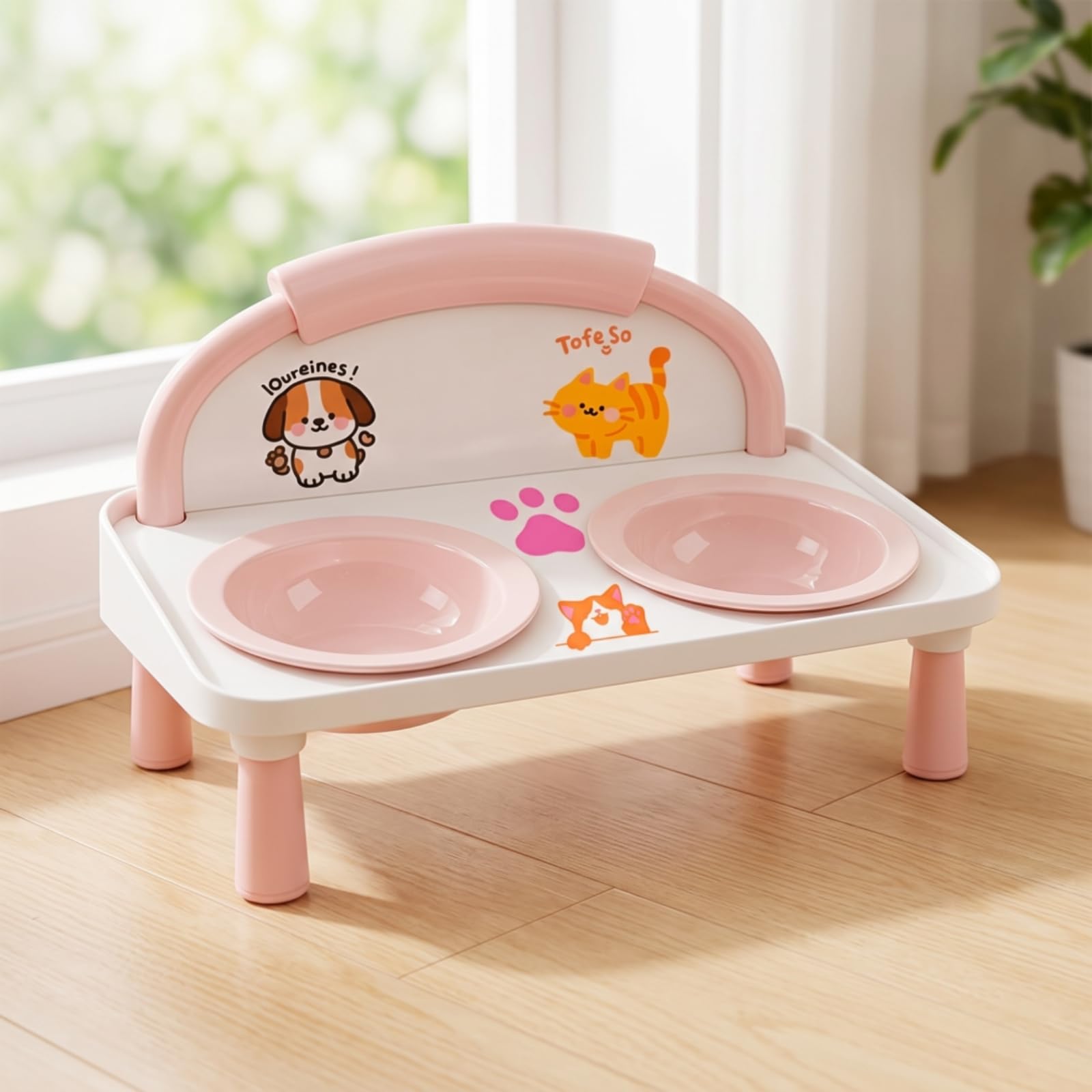 Double Gamelle Surélevée Surélevé Support Gamelles Lavable Au Lave-Vaisselle Bol pour Petits Chiens, Maison, Cuisine, Green