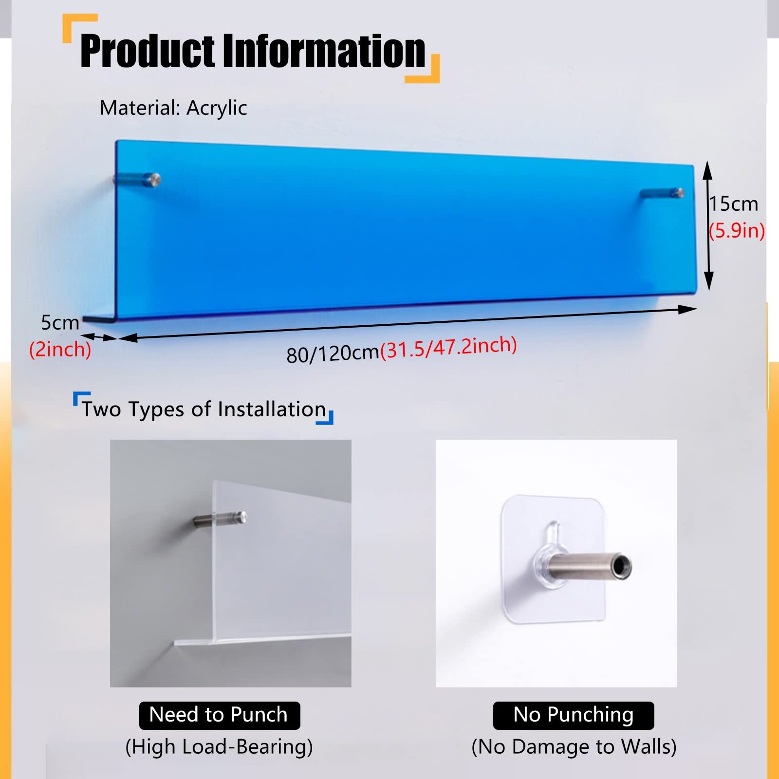Portafolletos Colgante, portarevistas de acrílico de Color para Montaje en Pared, estantería de Almacenamiento de Literatura para Sala de Estar, Oficina, hogar (tamaño: L - 80 cm)