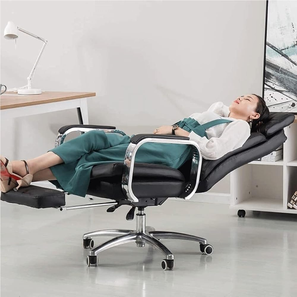 Sedia da Ufficio ergonomica con poggiapiedi, Sedia reclinabile con Schienale Alto in Similpelle, Imbottitura Spessa e Ultra Morbida, Sedia da Gioco per Computer, Comoda poltro