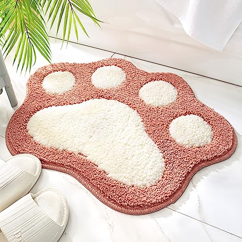 Lkw Ogechi Tapis de Bain Antidérapant pour Sol de Salle de Bains, 45 x 60 cm Tapis de Bain Lavable Forme de Patte de Chat, Super Absorbant et Doux Tapis de...
