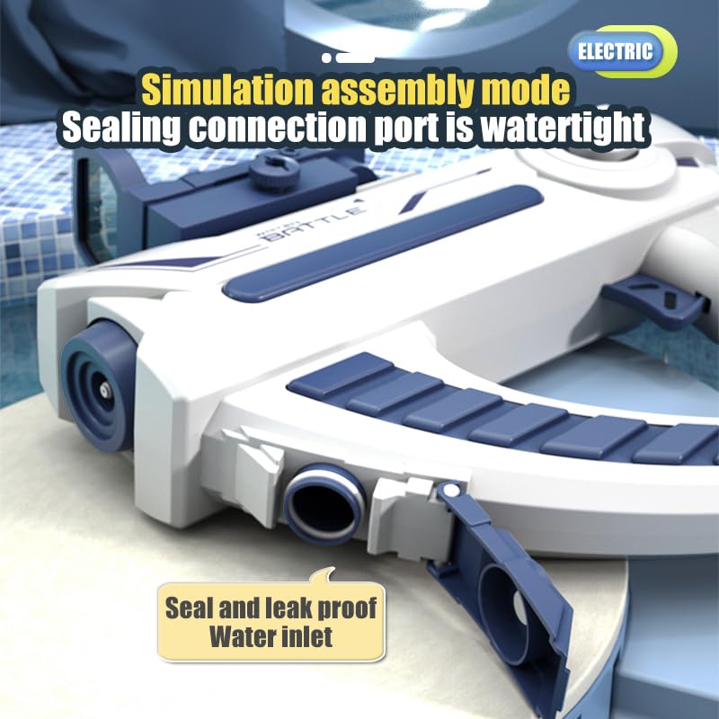 Image of gifferes High Pressure Summer Electric Automatic Squirt Holi Pichkari | |400CC High Capacity | Long Range Shooting Water Blaster Gun (Range Up to 28-34 Ft) | Without Scope (Blue SpaceElectric)