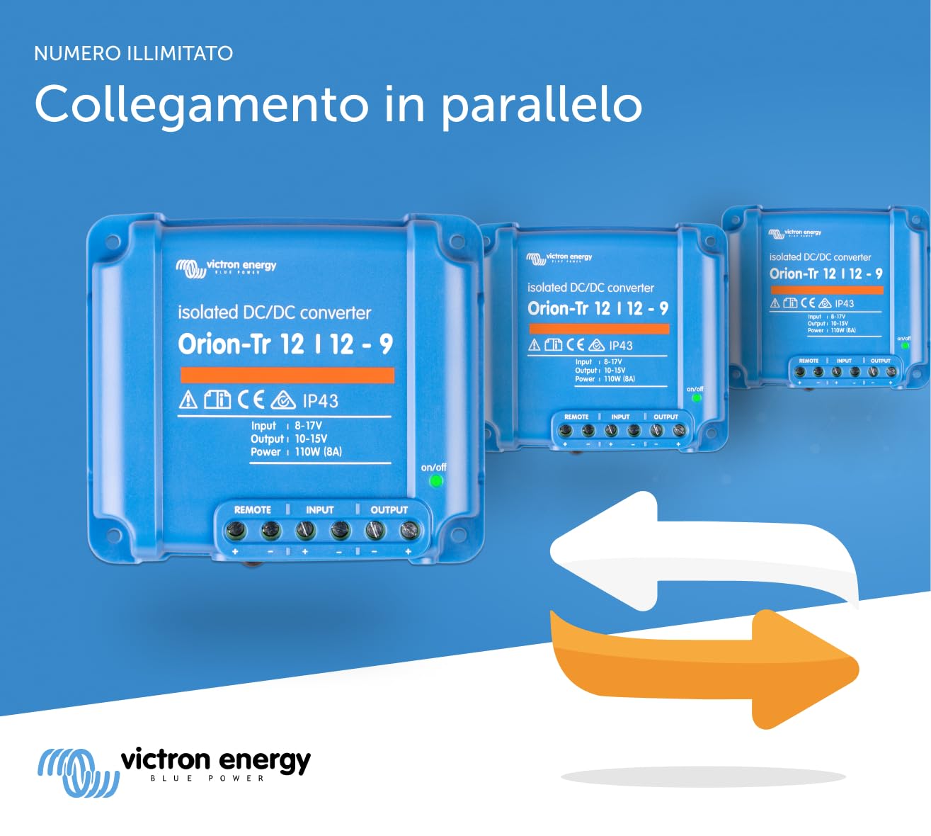 Victron Energy Orion-Tr IP43 12/12-Volt 9 amp 110-Watt Convertitore DC/DC, Isolato