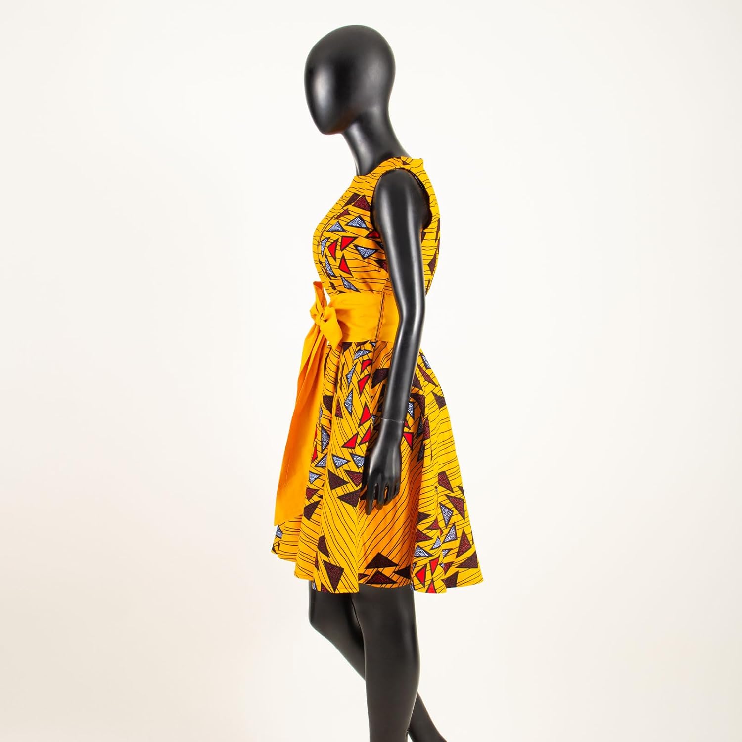 African Dresses for Women Ankara Print Sleeveless A-line Dress with Belt Dashiki Casual Party Wedding - Image 3