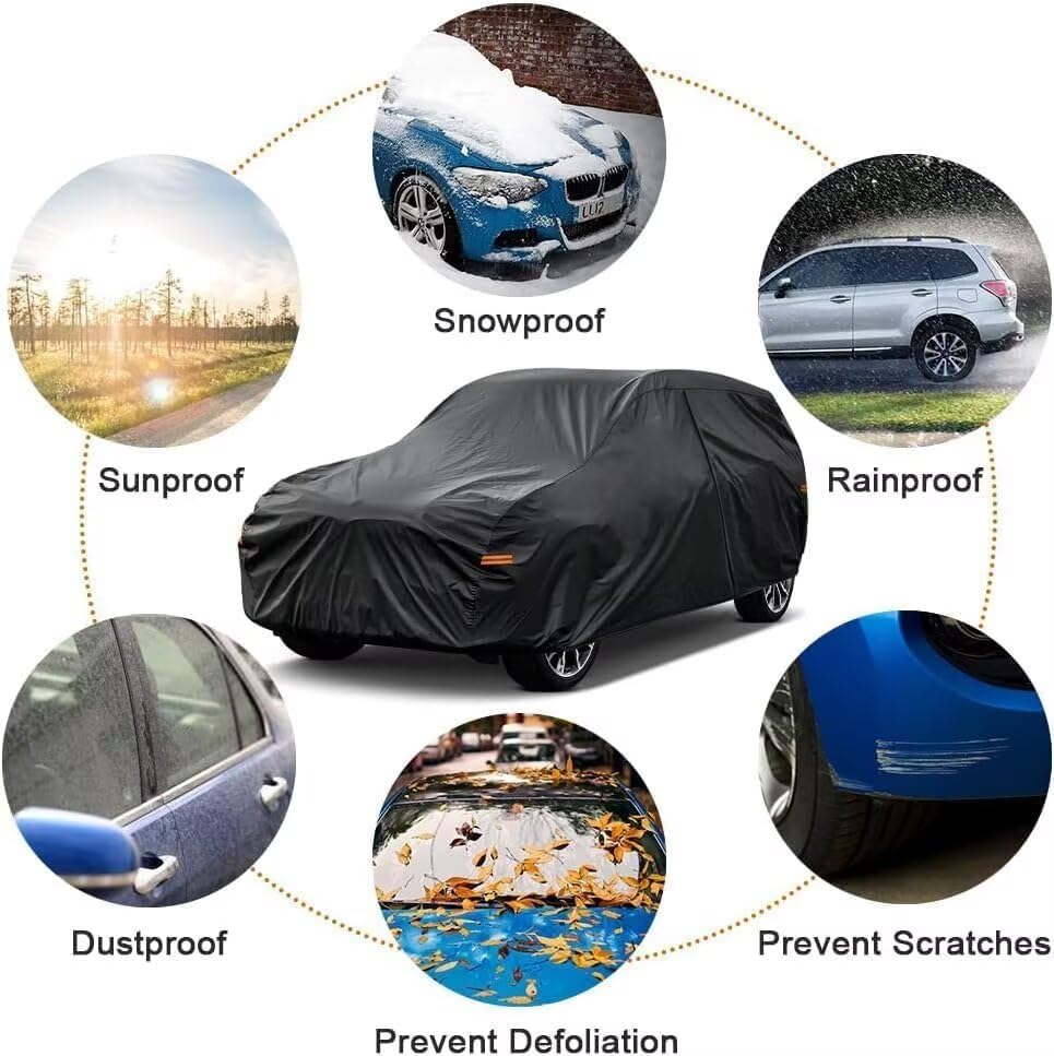 Image of Kayme 7 Layers Hatchback Car Cover Custom Fit for Dodge Grand Caravan (1996-2020), Waterproof All Weather for Automobiles,Rain Sun UV Protection.Black