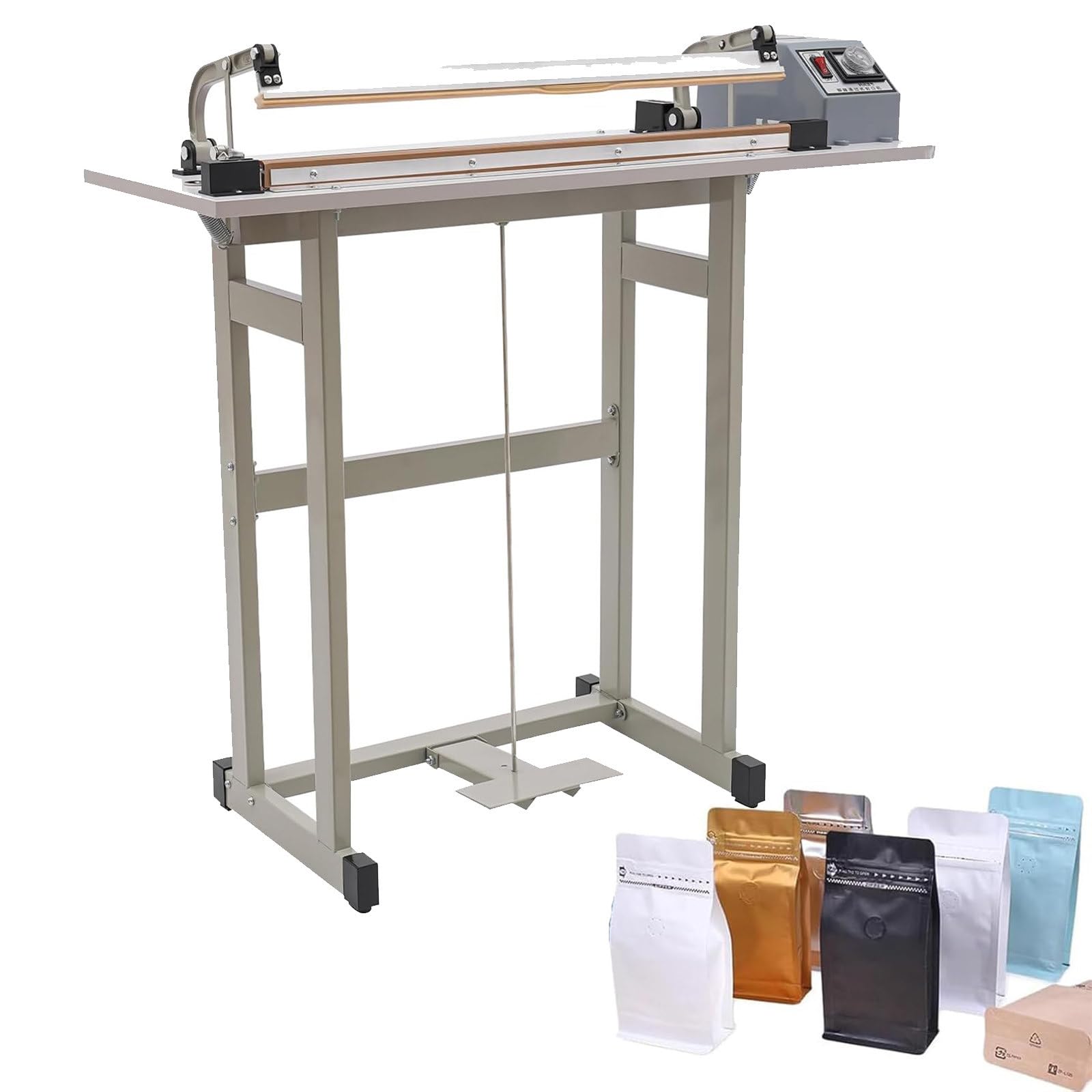 KJZQXYX Foot Pedal Heat Sealing Machine Cutting Machine,Plastic Bag Sealer Cutting Machine,Adjustable Worktable,for Industrial/Commercial