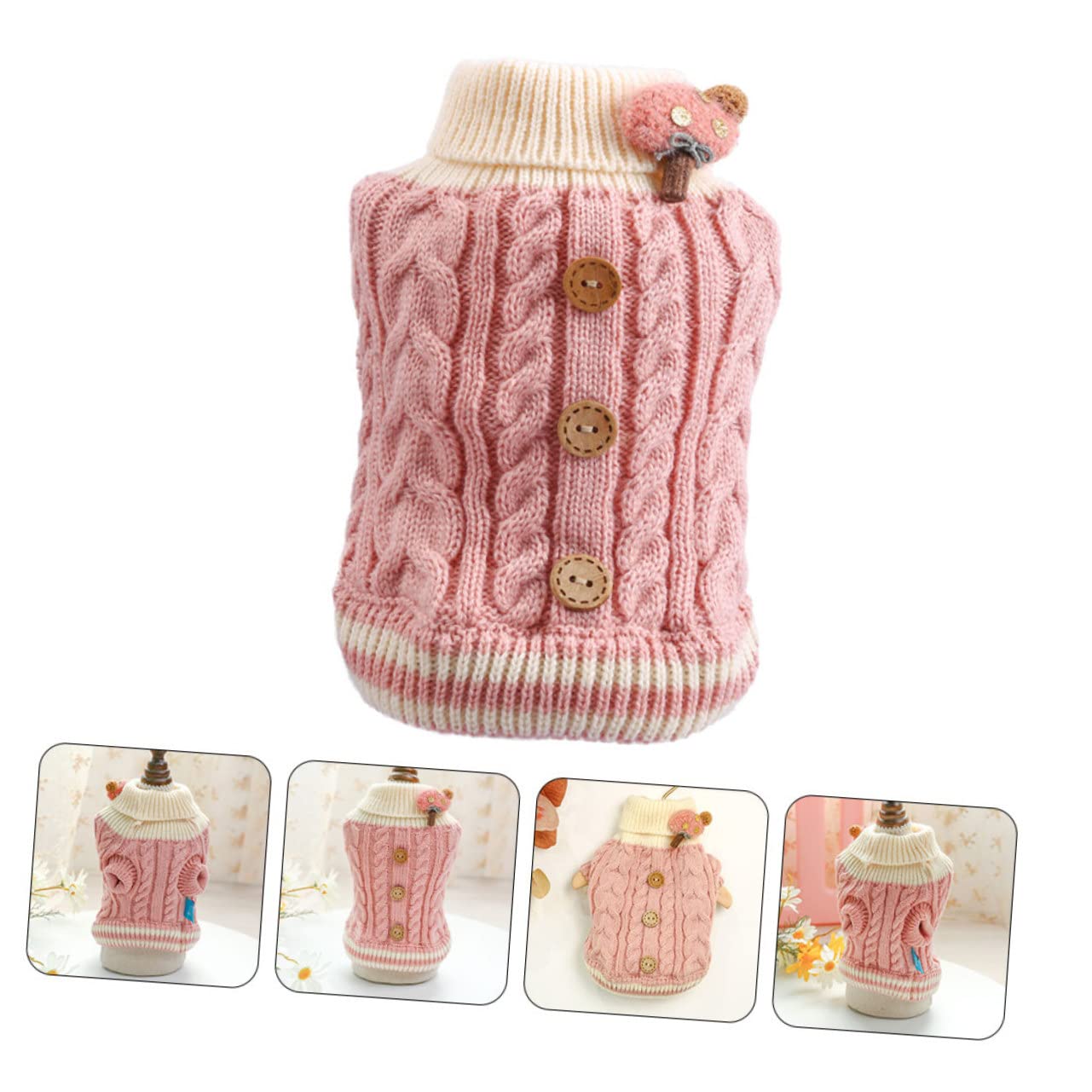 BESPORTBLE 3st Welpenweste Aus Baumwolle Haustier Welpenpullover Winterpullover Für Hunde Kleine Hundepullover Hunde-Hoodie Welpen-Pullover Warmer Welpe Bequemer Hoodie Hundemäntel Stoff Rosa