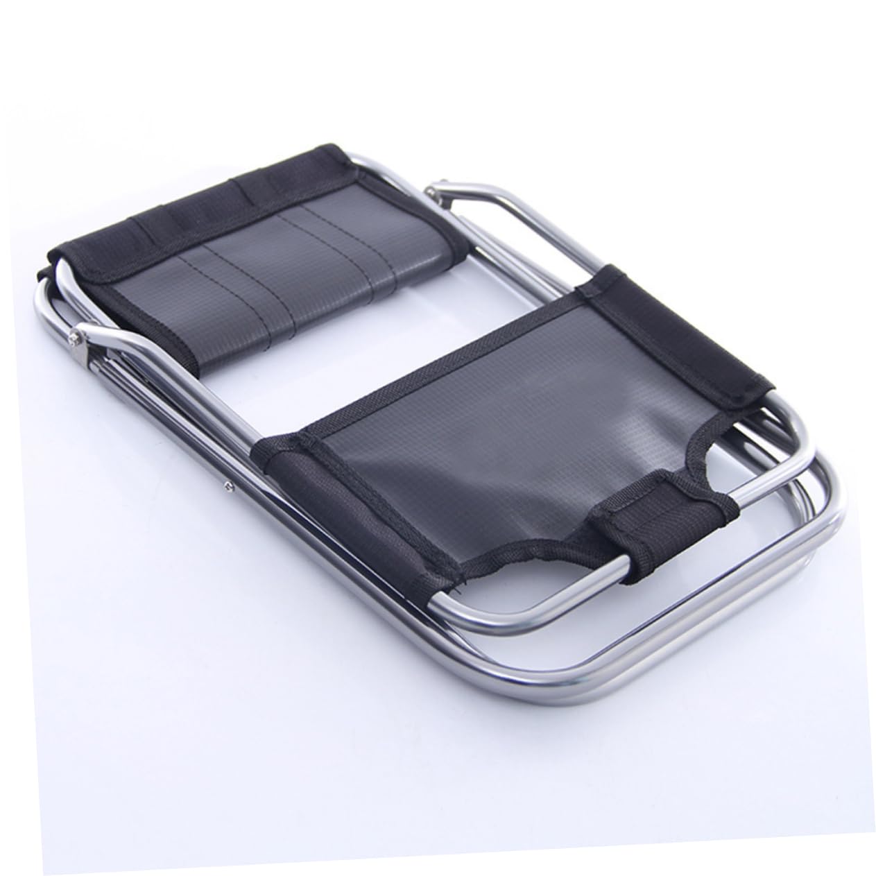 Happyyami Folding Stool Outdoor Aluminum Alloy Collapsible Chair for Camping and Fishing Medium Black Silver Portable Lightweight Design for Hiking and Travel