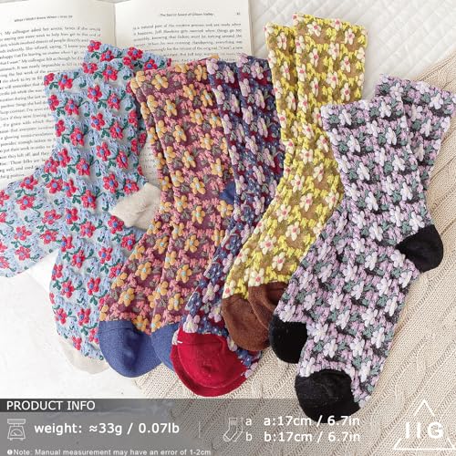 Image of IIG Womens Novelty Cotton Crew Socks Cute Animals Socks Fun Flower Socks (fit women's shoe size 5-9)