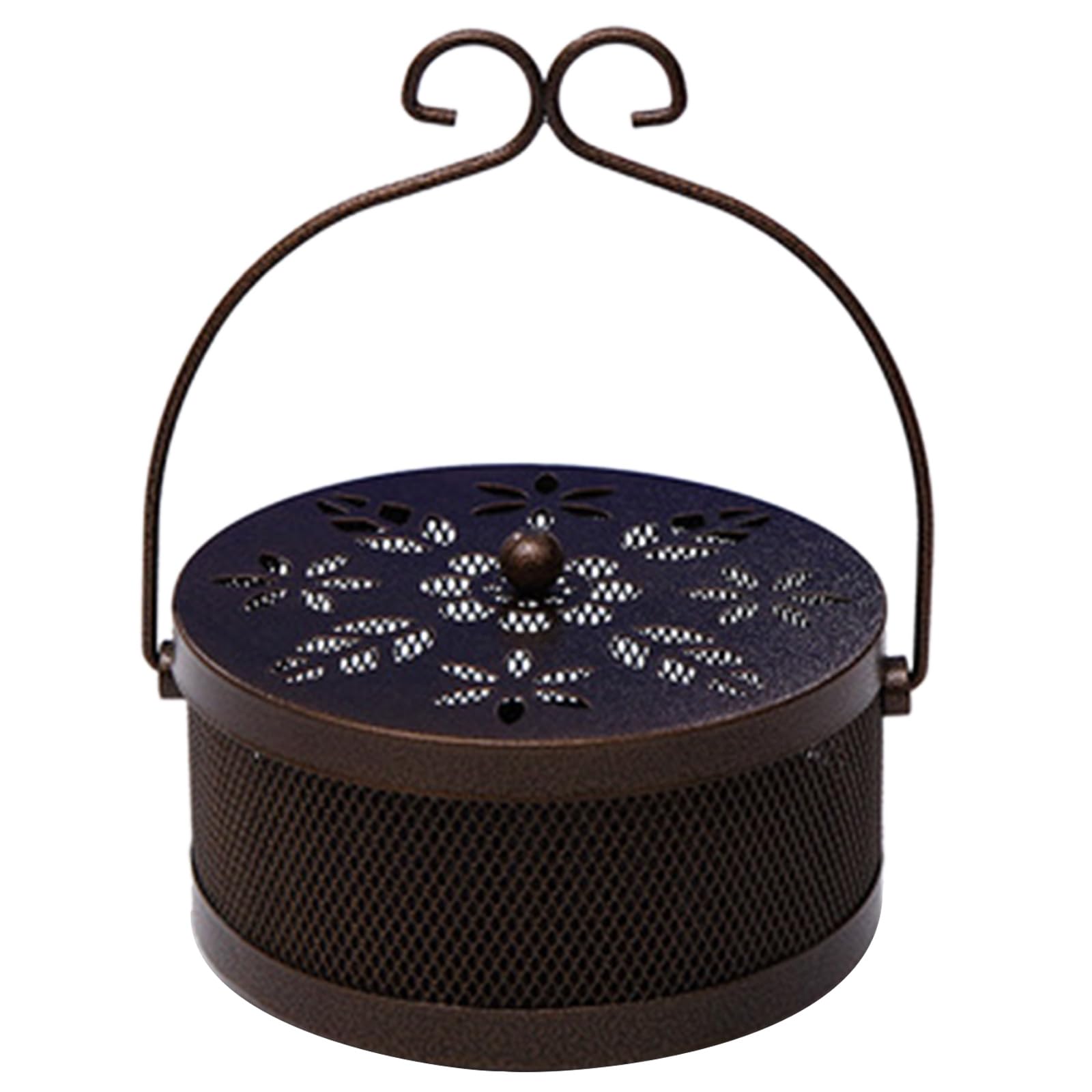 Coiled Holder Incenses Burners, Spirals Holder Coiled Box with Handle and Lid for Travel Fireproofed Incenses Burners