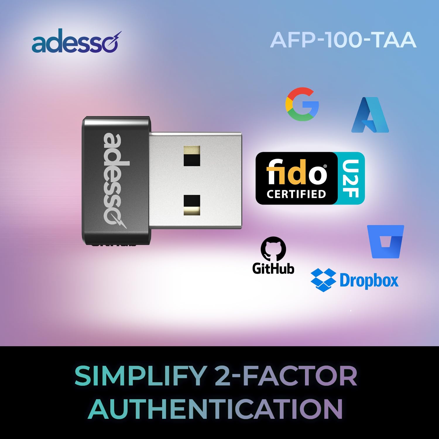 Adesso Lector de huellas dactilares USB compatible con Windows Hello Seguridad biométrica integrada Cifrado AES256 fabricado en Taiwán Cumple con la TAA AFP-100-TAA