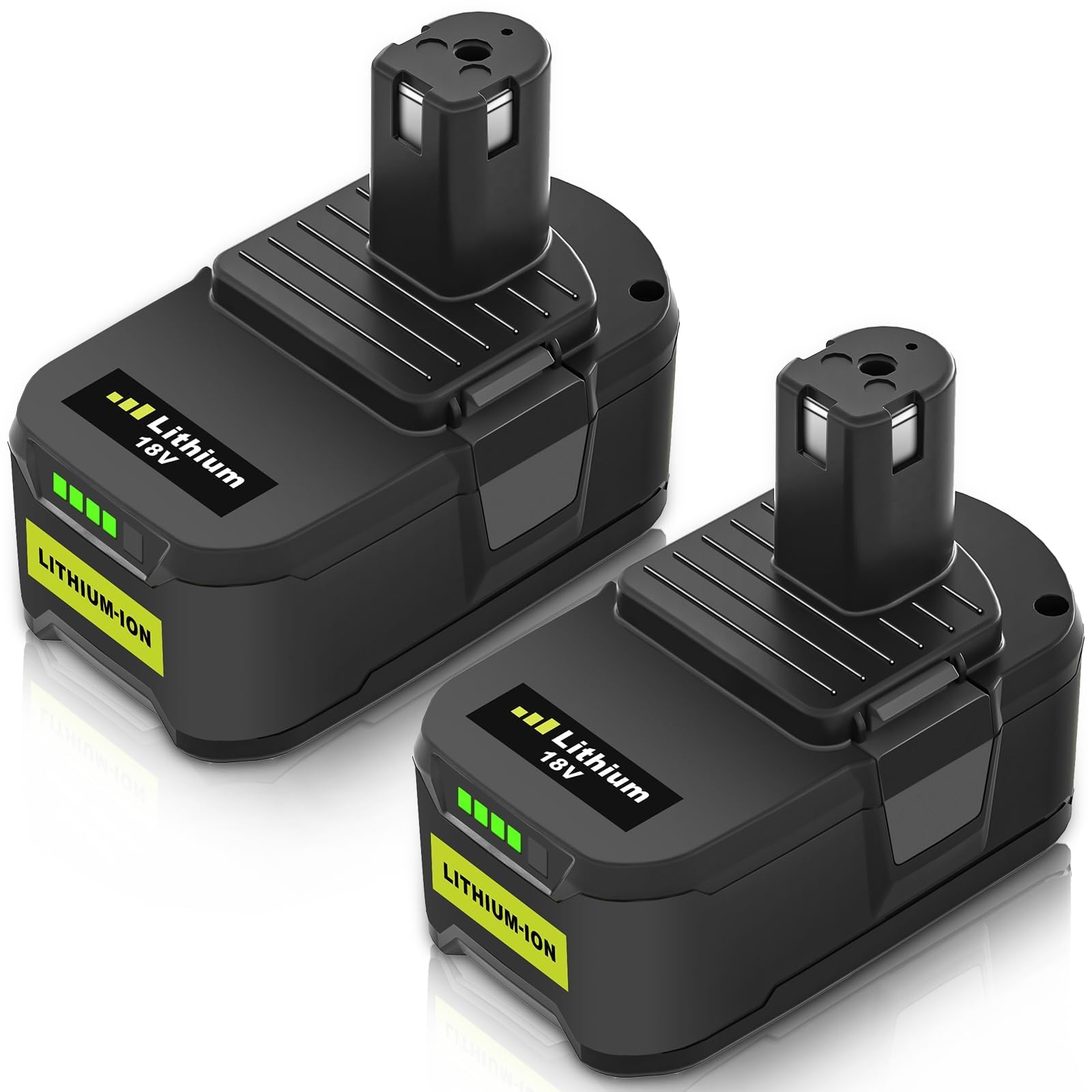 Catastro 2 pièce 5500mAh Remplacement pour Ryobi Batterie 18V RB18L50 Compatible pour Ryobi 18V Batterie P108 P107 P122 P104 P105 P102 P103 RB18L40 RB18L25 avec Indicateur LED
