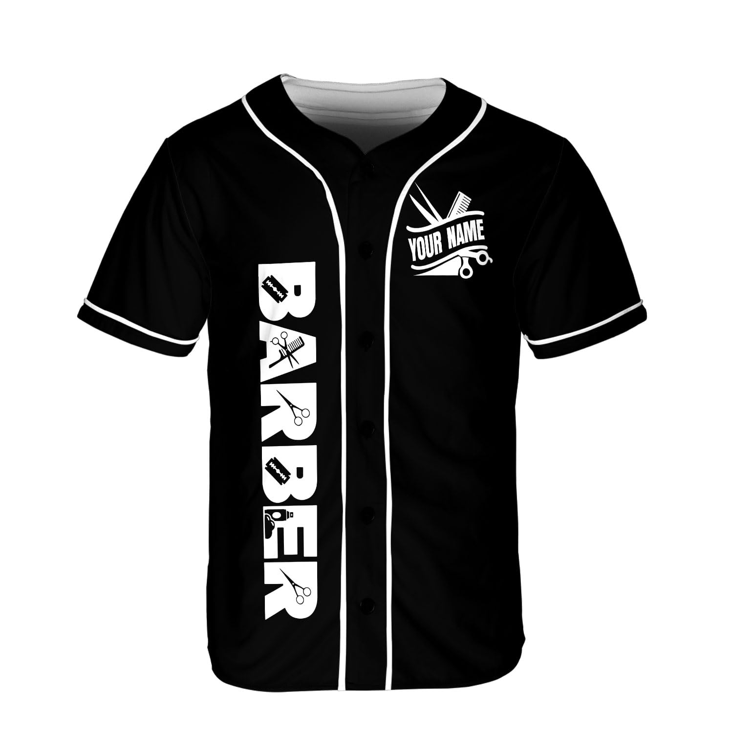 Lighthuy Personalized Baber Baseball Jersey, Hairdresser Baseball Jersey Barber Shop Life, Barber Shirts for Men and Women (Multi 8)