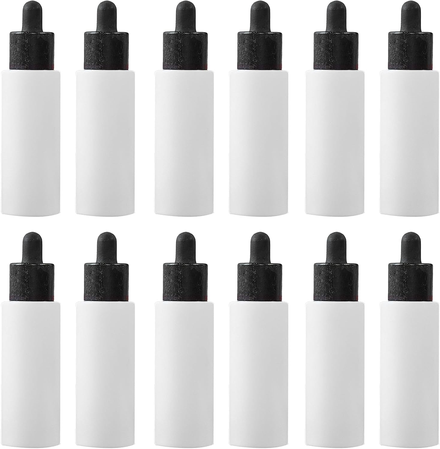 30Ml White High Glass Bottle with a Dropper and 18/415 Thread, Suitable for Essential Oils; Leak-Proof Travel Bottle; Pack of 12 (Black)