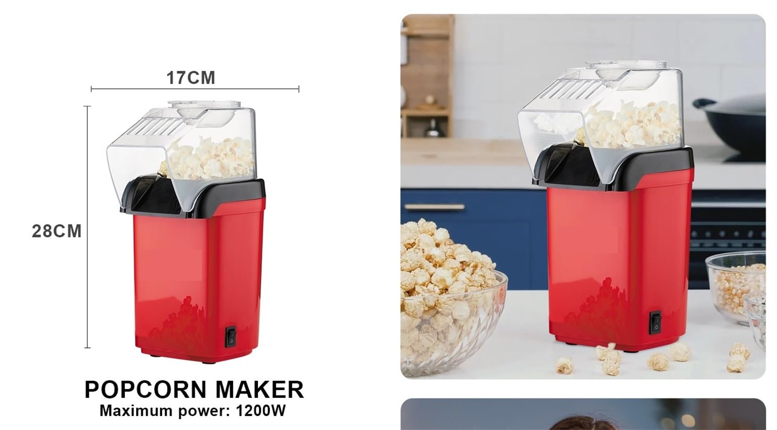 Popper Elettrico Compatto Per Macchina Popcorn Ad Aria Calda