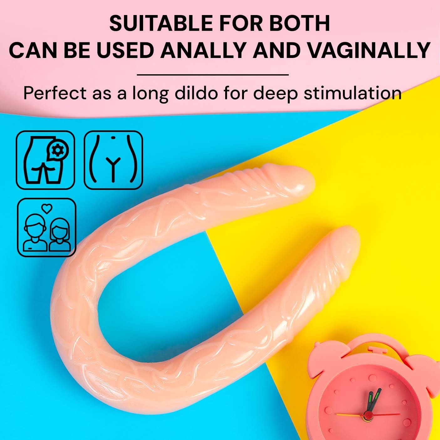 FOPS Dildo Doppio Estremità per Coppie Donna Uomo Lesbiche Gay Lungo 50cm ⌀3.5-4.2cm Ultra Realistico Flessibile Morbido Impermeabile Sex Toy per Piacere Intenso D15-4