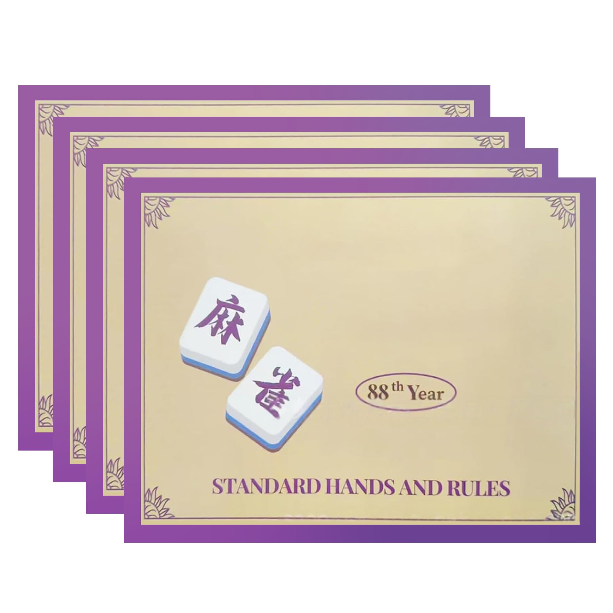 2026 Mahjong Rule Cards - Set of 4 Large Print Folding Reference & Scoring Cards, Portable Guide for Beginners and Family Classic Entertainment Board Game Night