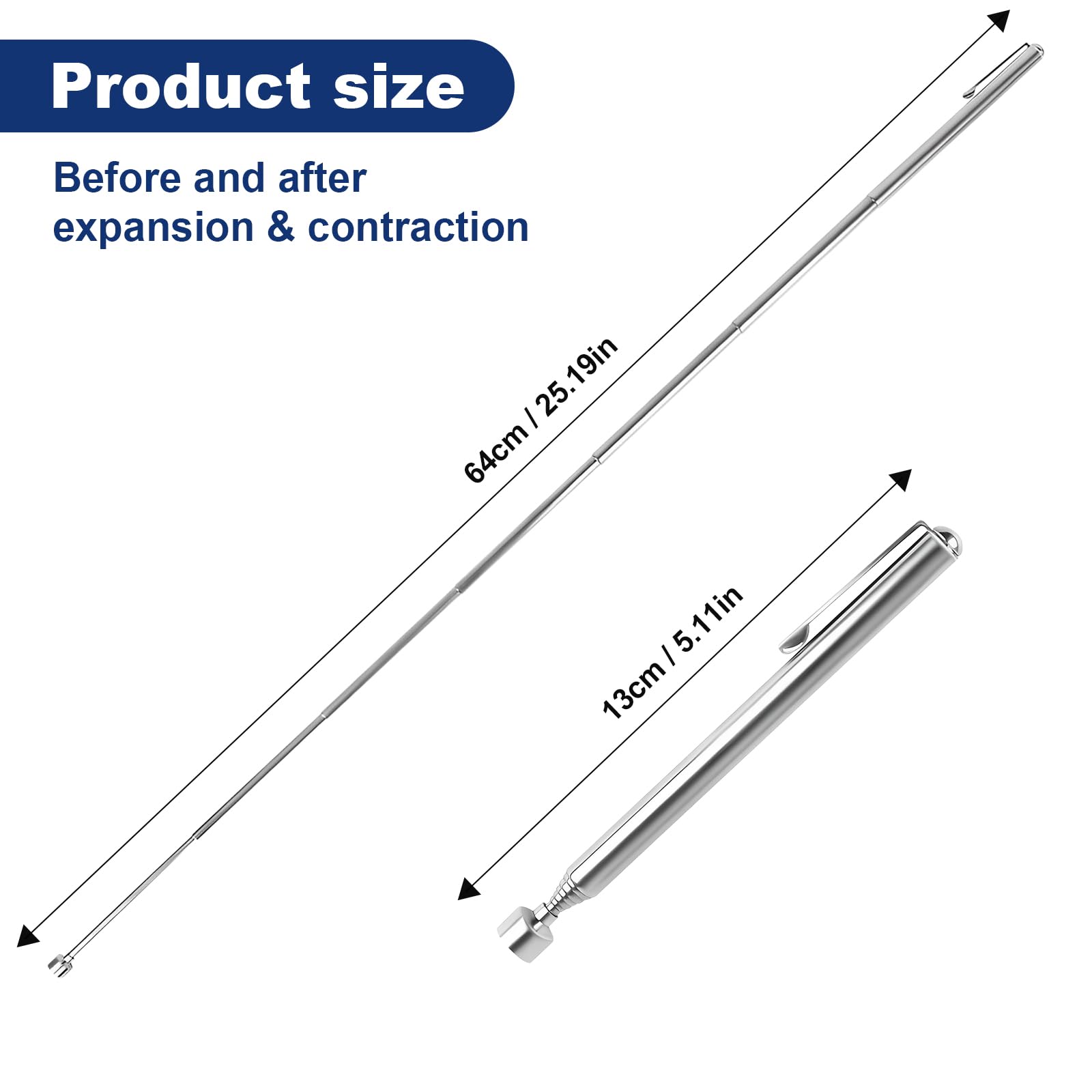 Produktbild von Qobobo Teleskop-Magnetheber 5er Set – Ausziehbar Bis 64 Cm, Ideal Für Schrauben & Kleinteile