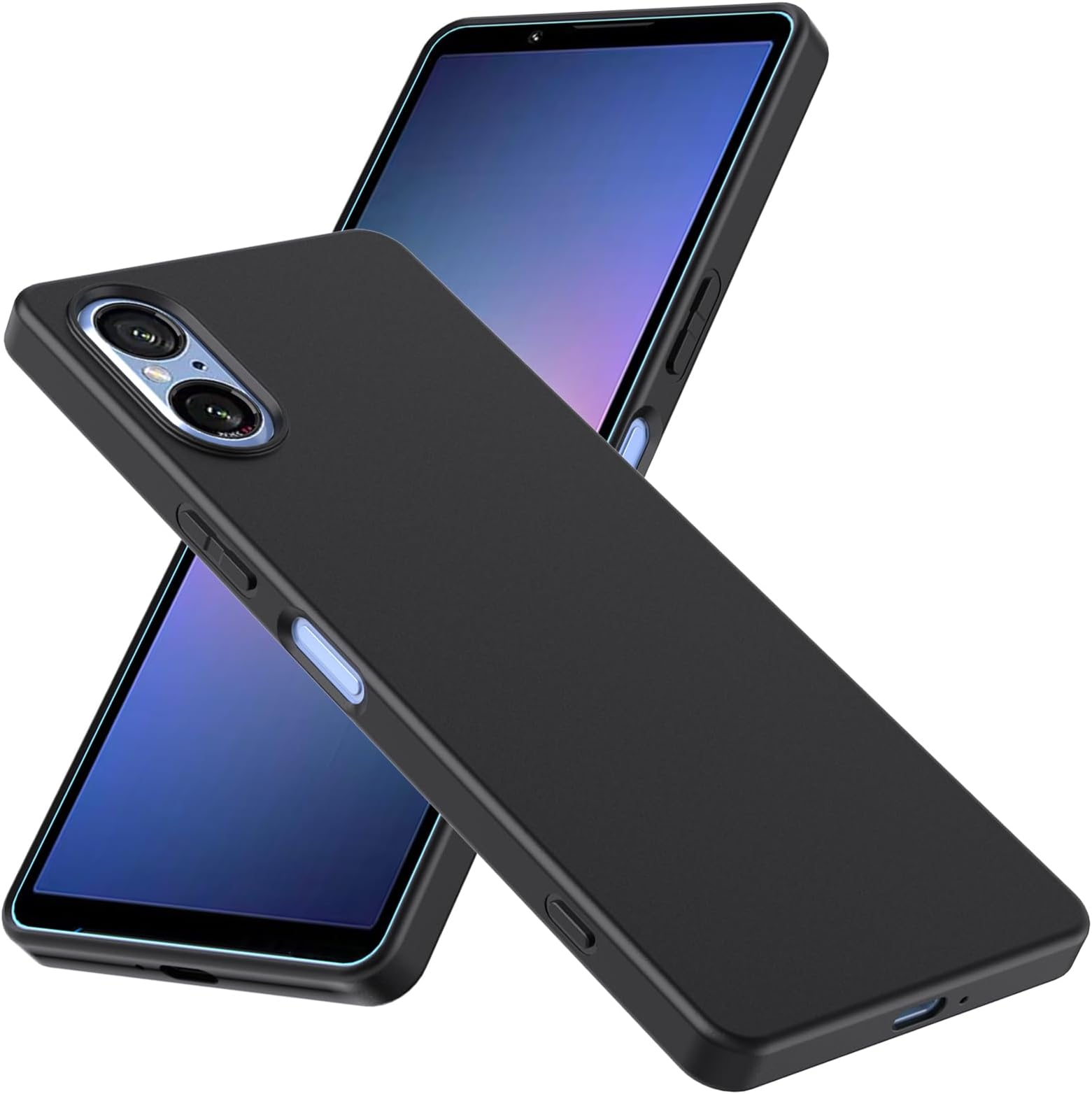 WFTE Case Compatible with Sony Xperia 5 V Case Soft TPU Ultra-Slim Stylish Protective Cover for Sony Xperia 5 V Phone Case[Drop Protection, Non-slip] - Matte Black