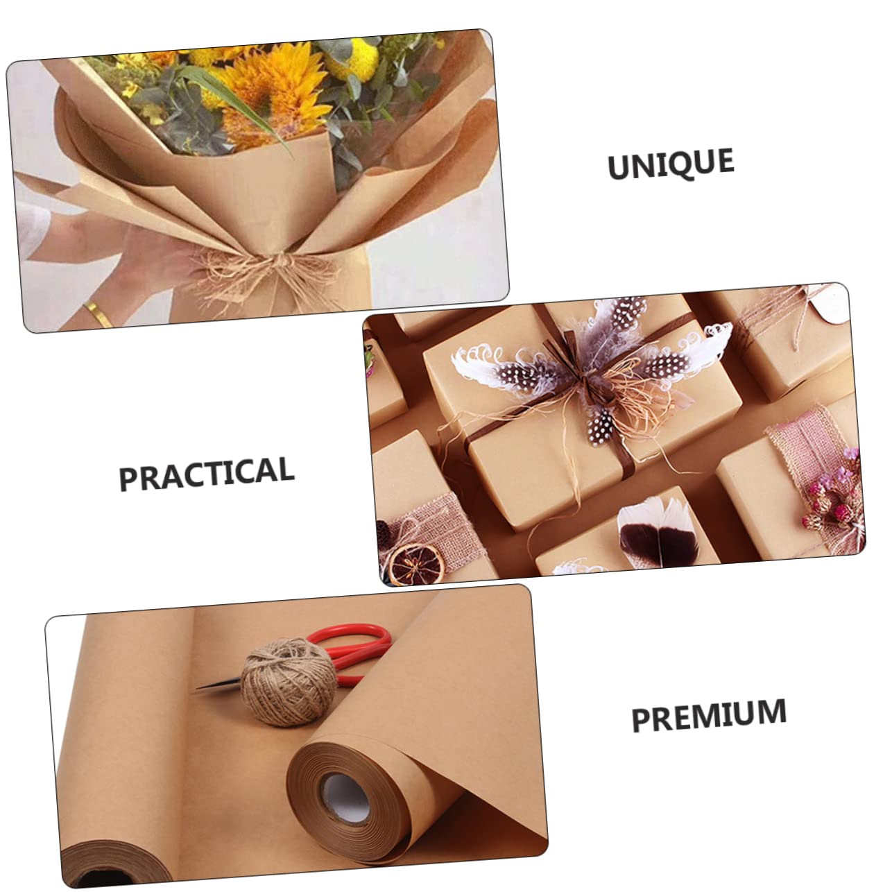 Papier Kraft Marron en Rouleau 1 Rouleau pour Arts Créatifs, 45cm X 30 M