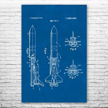 Space Shuttle Rocket Booster Poster Print, Astronaut Gift, Astronomy Lover, Space Shuttle Art, NASA Wall Art Blueprint 8 inch x 10 inch