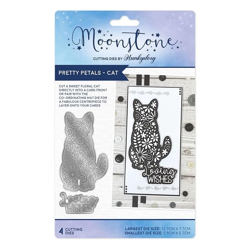 Hunkydory Moonstone - Pretty Petals - Cat - Craft Die Set - MSTONE996