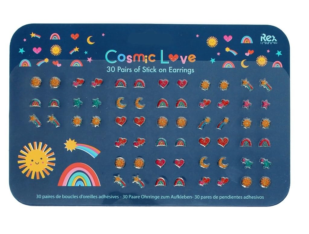 Rex London Unisex Kids Multicolore Cosmic Love Stick-On Earrings For Kids (X30)